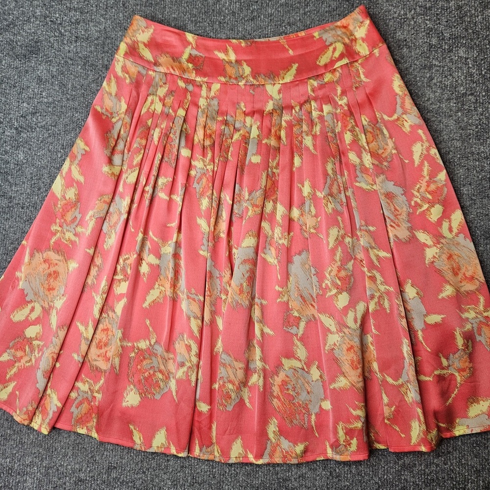 St John Collection Silk Pleated Skirt Size‎ 2 Lined Quiet Luxury Romantic